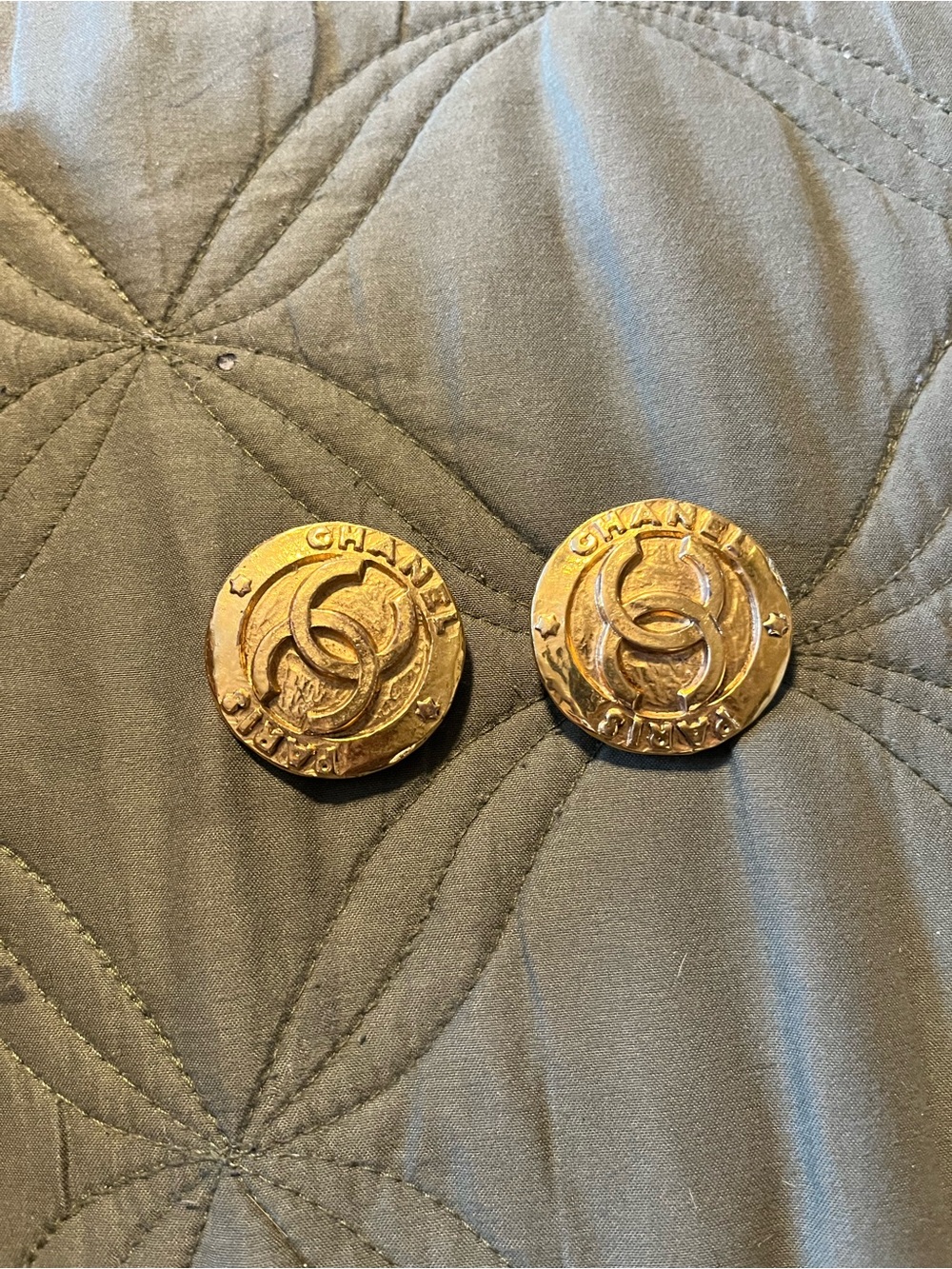 CHANEL Gold-Tone Interlocking CC Coin Earrings